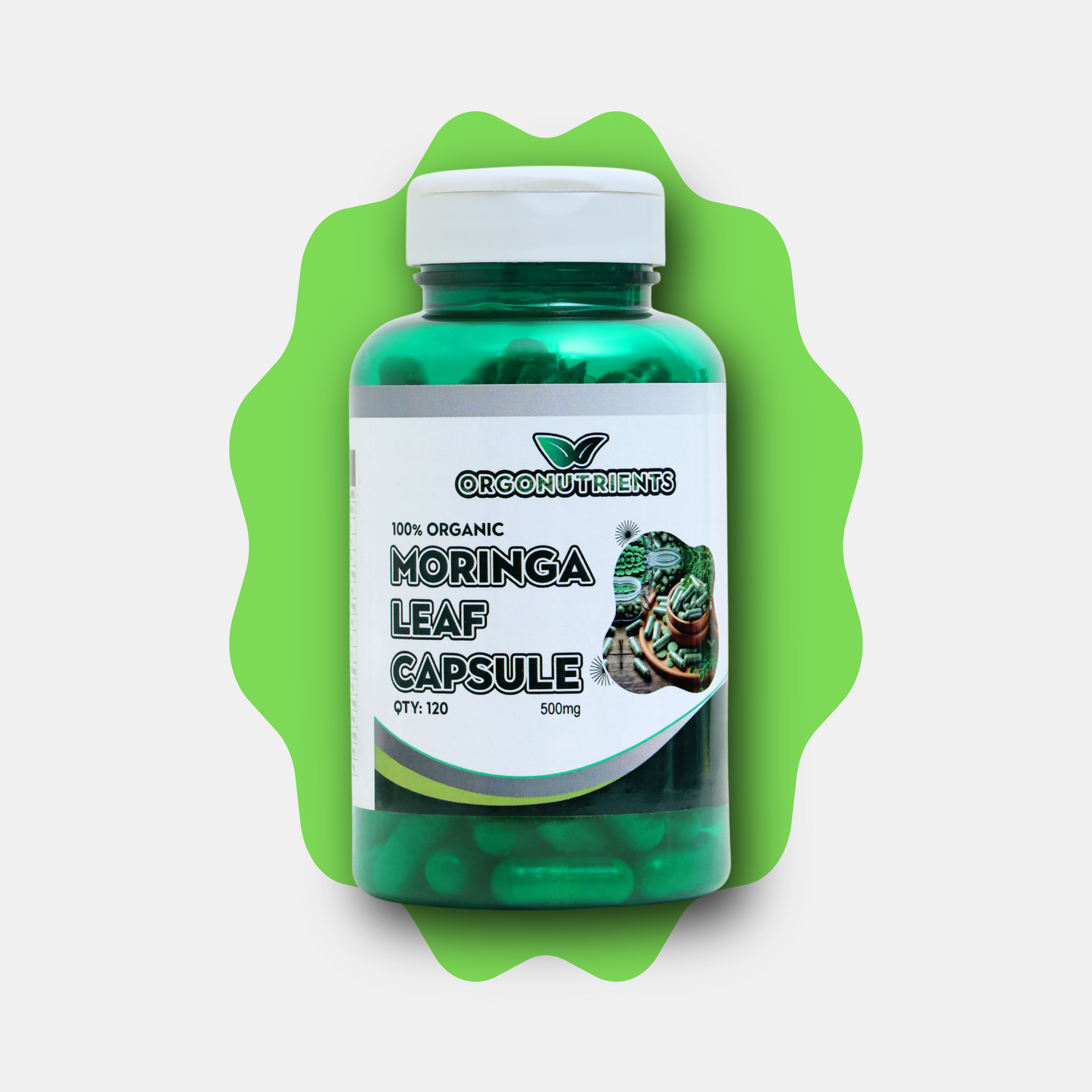 Organic Moringa Capsules – Pack x 1 | 500mg | 120 Capsules | Lab Tested | No Additives